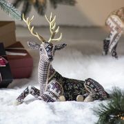 クリスマス・シッティング ディア ・ゴブラン・ 鹿 置き物 オブジェ