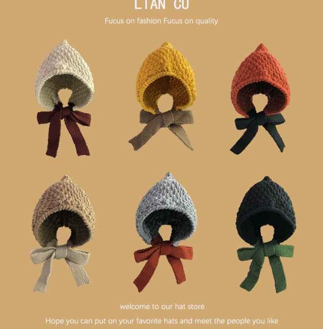 韓国風 秋冬人気    レディース かわいい 厚手キャップニット帽 裹起毛  韓国ファッション7色