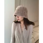 秋冬人気 バケットハット ハット  レディース  ニット帽 キャップ 韓国ファッションもふもふ小&#39068; 3色