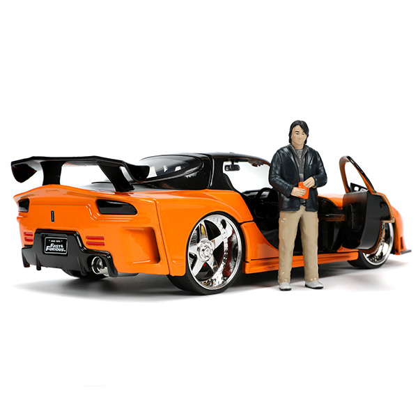 1:24ワイスピ HAN&#39;S MAZDA RX-7 Veilside 1/24 Fast & Furious 1997 Mazda RX7 Veilside Car w/Han Figure