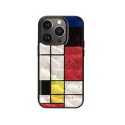 ikins 天然貝ケース for iPhone 14 Pro Mondrian 背面カバー