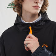 メンズファッション カーキグリーン系山系クラッシュカラーパッチワークコートアウトドアヘッダー