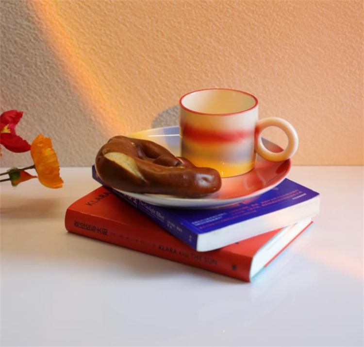 コーヒーカップ 欧風 セット 大人気 セラミックカップ 皿 朝食皿 グラデーション 朝食カップ 湯飲み