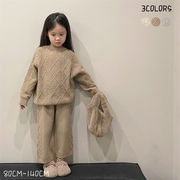春秋 セットアップ 2点セット 女の子 韓国子供服 キッズスーツセット ニット+パンツ 3色