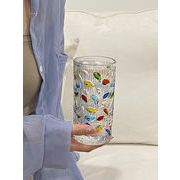 ジュースカップ 家庭用 ウォーターカップ デザインセンス 手描きイラスト ガラス ウォーターカップ