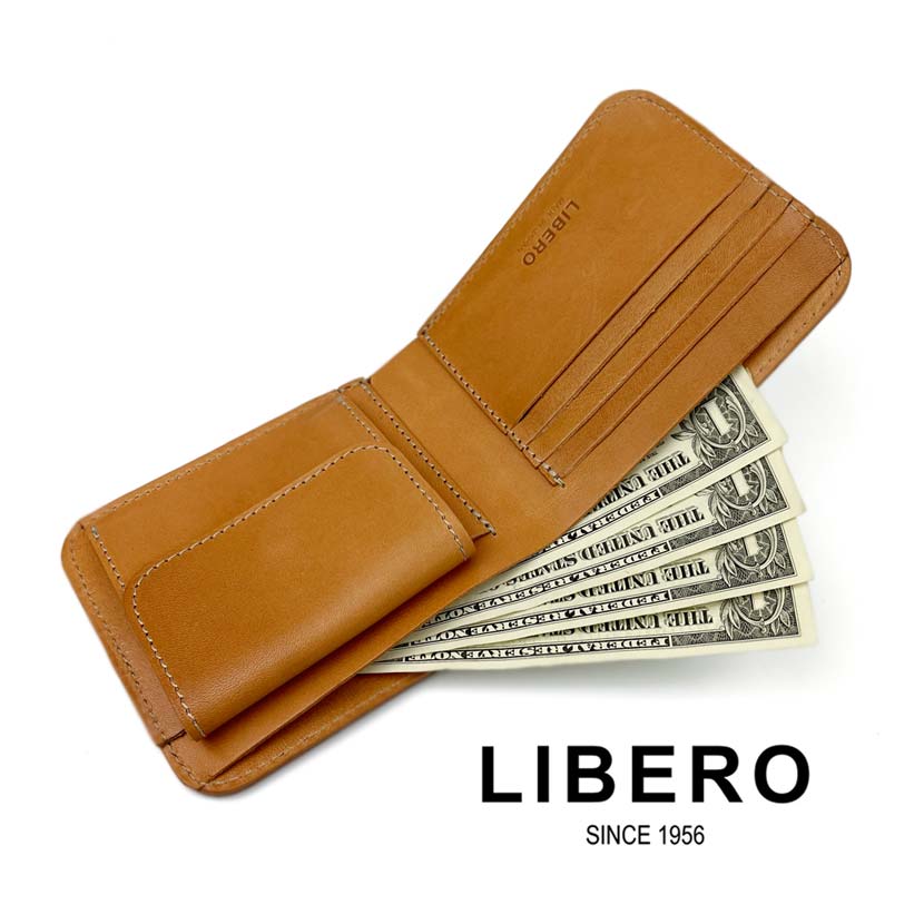 キャメル LIBERO リベロ  ls-2 日本製 栃木レザー 職人技  小銭入 全5色 LIBERO リベロ 日本製 高級栃木レザー ステッチデザイン 二つ折