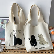 トートバッグ　エコバッグ　ズックバッグ　ハンドバッグ　大容量　鞄　韓国ファッション　猫