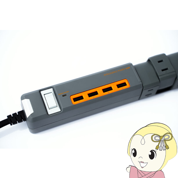 電源タップ おしゃれ 延長コード 1.8m Fargo ファーゴ TAPKING USB AC6個口 USB4ポート オレンジ×モス