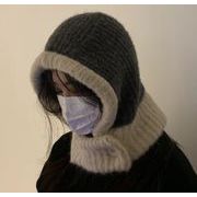 秋冬 ハット キャップ 小顔効果  帽子  ニット帽 ネックウォーマー 暖かい 毛糸