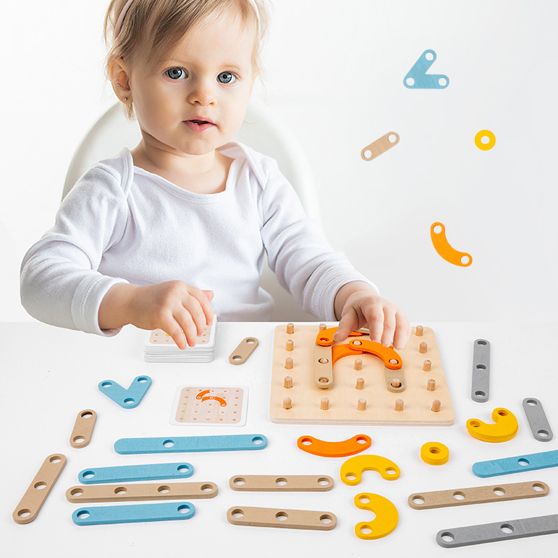 2023新作  INS  おもちゃ 子供用品 木製 積み木  置物を飾る 遊び用 教具の釘板  知育玩具 撮影道具