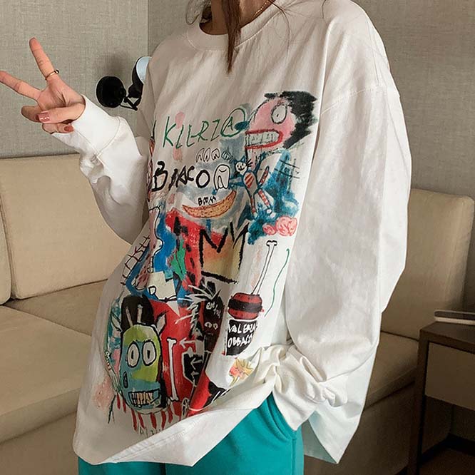 【2023春新作】韓国風レディース服　ゆったり  シンプル　カジュアル　きれいめ　長袖Tシャツ