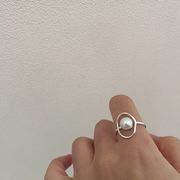 淡水パール指輪　アクセサリー　メタル　デザイン　韓国風　レディース　オシャレ