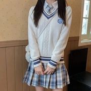 2022学院風セーターシャツプリーツスカート4枚セット春秋冬系jk制服英倫学生少女