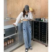 雑誌やSNSで話題 韓国ファッション スリム ワイドパンツ ロングパンツ カジュアル ジーンズ