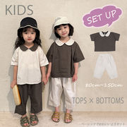 2023新作  韓国子供服 子供 キッズ 女の子 セットアップ トップス ブラウス 襟 パンツ ズボン ボトム