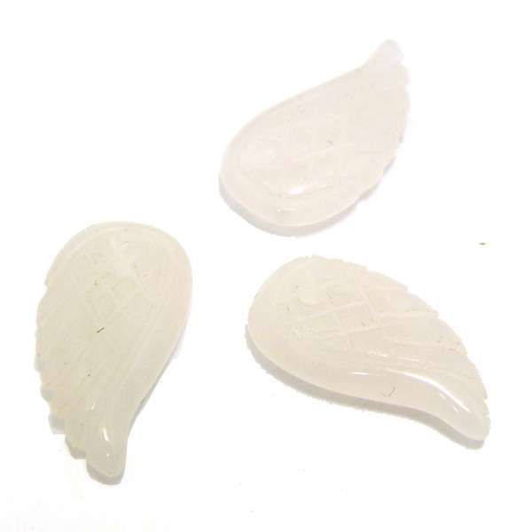 天然石 アクセサリーパーツ 天使の羽 ローズクォーツ 3個セット 約12x5x5mm