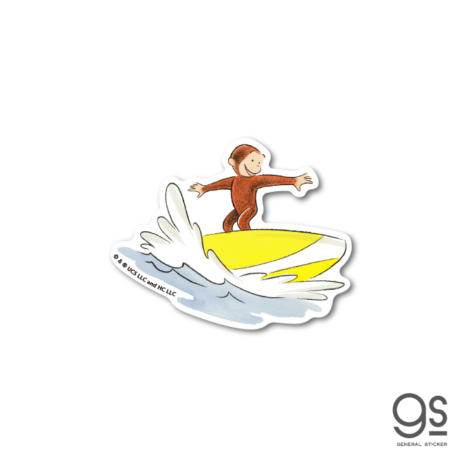 おさるのジョージ ダイカットミニステッカー 絵本 サーフィン ユニバーサル グッズ イラスト CG-005