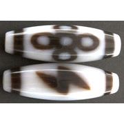 【天珠ビーズ】高級風化天珠3.8cm 閃電五眼 (白地に茶模様タイプ)