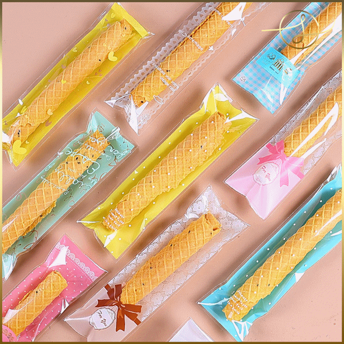 【13種】レース リボン細長透明OPP袋 スティック菓子用 テープ付き ギフト袋 ラッピング袋 包装 梱包材