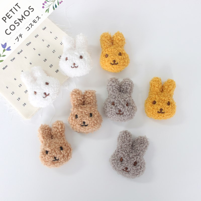 もふもふうさぎ ぬいぐるみブローチ 針有無 布小物 デコパーツ DIY