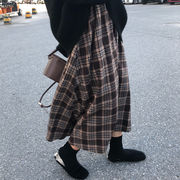 【NEW即納商品】 韓国風チェック柄ロングスカート