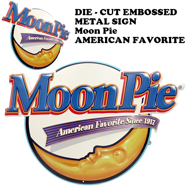 ダイカットエンボスメタルサイン Moon Pie  AMERICAN FAVORITE【ムーンパイブリキ看板】