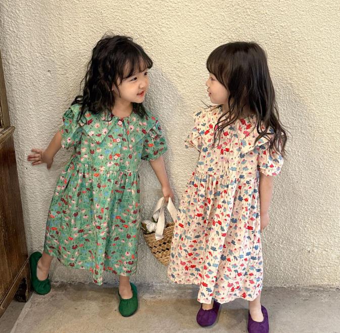 INS 春夏人気 韓国風子供服 子供服  半袖 花柄   かわいい  ワンピース   女の子   ベビー服2色