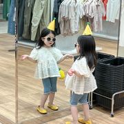 INS 2023夏人気  韓国風子供服 セットアップ  おしゃれ ベビー服 半袖  女の子 トップス ジーパン