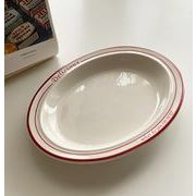 写真道具   撮影用    ins   朝食皿    陶器   食器   楕円盤