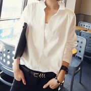 2023ワイシャツ女性長袖春服新作ミディアムサイズ婦人服ゆったり韓国白シャツ