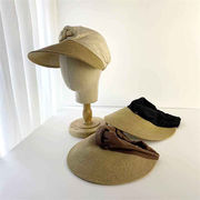 麦わら帽子　帽子　サンバイザー　UVカット　日焼け防止　レディース　紫外線対策　綿麻