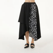 2023夏新作オーバーサイズ婦人服不規則的コントラスト色デザインハーフスカートゆったり着やせスカート