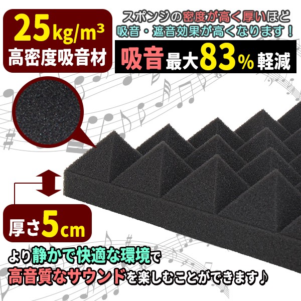 吸音材 30*30*5cm 極厚 ウレタンフォーム 吸音対策 室内装飾 楽器 消音