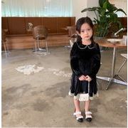 秋新作　女の子 子供 ツーピーススーツドレス ファッション ペティスカートストラップドレス 韓国風