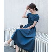 夏の新しい韓国スタイルのウエストスリムドレス