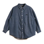 レトロ水洗い開襟刺繍デニムシャツ春服新作ゆったり着やせカジュアルシャツ221012