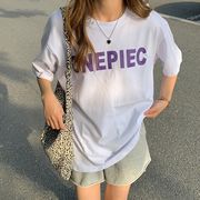 夏　トップス　Tシャツ　半袖　韓国ファッション　コットン　綿　ゆったり　薄手　アルファベット