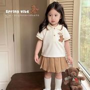夏人気   韓国風子供服  ベビー服  キッズ  可愛い  半袖  トップス+スカート  セットアップ   ワンピース