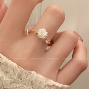 新作 韓国風  レディース  気質   アクセサリー   リング     開口指輪  ファッション   椿の花