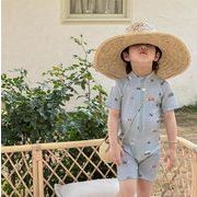 夏 ハワイ 韓国風子供服  男の子水着 半袖 オールインワン　連体 水泳 子供用 ベビー服   キッズ