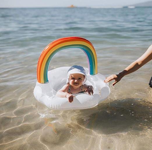 2023夏新作  ハワイ  子供浮き輪   ビーチ用   水遊び用品  子供用 水泳  外遊び   海水浴  虹