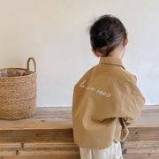 2023秋新品  韓国ファッション  子供服  ベビー服   長袖  刺繍  シャツ  コート トップス   男女兼用  2色