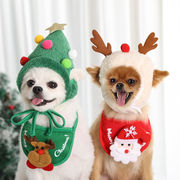 クリスマス  撮影道具   ペット用品    よだれタオル   犬 よだれかけ   動物    涎掛け    食事用  2色