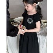 2024 夏 韓国風子供服  キッズ服   ワンピース  半袖   カジュアル  2色