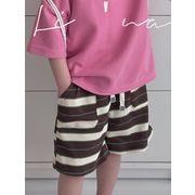 2024夏新作  韓国風子供服     キッズ服   子供ズボン   ショートパンツ   ストライプ   カジュアル  2色