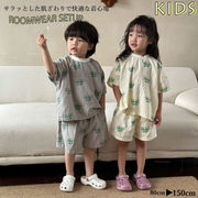 2023新作  韓国子供服 子供 キッズ 男の子 女の子  パジャマ 2点セット ルームウェア  肌着 部屋着 ガーゼ