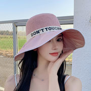 つば広バケットハット帽子女性夏紫外線防止帽子韓国アルファベットレジャー太陽帽子