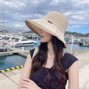 帽子女性新作キャペリン韓国ストライプ大庇バケットハット日焼け止め観光ビーチサンバイザー