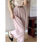 人気のあるデザイン  ハイウエスト ロングパンツ ワイドパンツ ゆったりする ストレート カジュアルパンツ