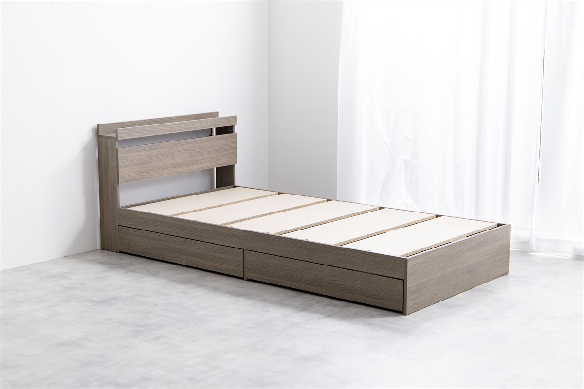 セミダブル】Pluto 収納付きベッド（マットレス付き）